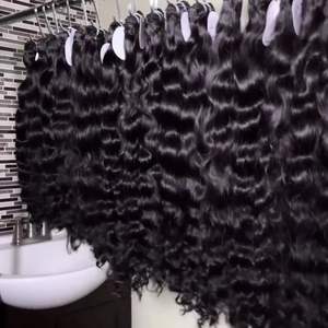 שיער בתולי אנושי 100% גמיש וקופצני, קוטיקולות מסודרות, ללא קשרים, צרורות שיער אינדונזי, תוספות שיער כפולות, צרורות שיער גולמי. - Product Image 2