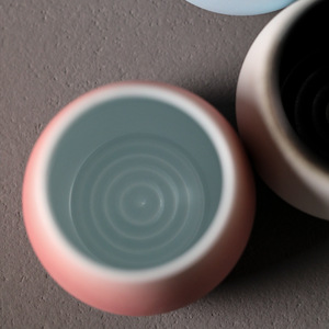 แก้วเซรามิครูปทรงไข่สไตล์วินเทจญี่ปุ่นเคลือบสีแบบไล่ระดับ - Product Image 2