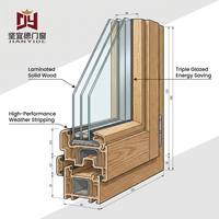 Ventana Abatible de PVC Revestida de Madera con Ventilación Natural y Doble Acristalamiento para Villas Modernas, Venta al por Mayor de Fábrica, Ventana Interior