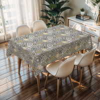 Nappe Rectangulaire Personnalisée RNPT à Motifs Floraux Multicolores, Nappe en Toile Enduite Anti-Taches, Facile à Nettoyer, Idéale pour les Fêtes