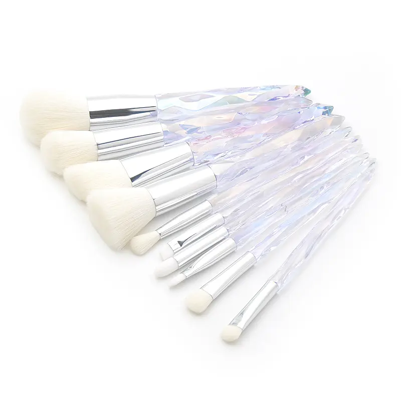 Crystal Makeup Brush Factory Price Foundation Brush Free Sample Synthetic Hair China OEM Professional Multicolor Custom 20 Sets