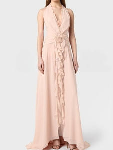 <span class=keywords><strong>Nuova</strong></span> <span class=keywords><strong>Collezione</strong></span>: Elegante e Sexy Abito con Collo Halter, Dettagli Arricciati e Decorazioni Floreali Tridimensionali - Product Image 2