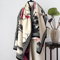 2025 automne hiver Double face rétro mode écharpe nouveau Style chinois fleur de prunier encre à motifs châle châles traditionnels