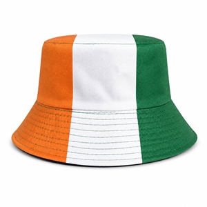 Chapeau Bob Unisexe Drapeau Irlandais pour l'Été, la Plage, les Voyages, la Pêche – Orange, Blanc, Vert avec Broderie en Tissu - Product Image 1