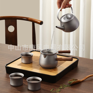 Juego de té de titanio puro estilo Tang de la dinastía Tang, tetera portátil y tazas, herramientas de té Kung Fu para uso doméstico - Product Image 3
