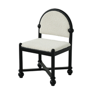Chaise de salle à manger de luxe restaurant style rétro français cadre en bois massif tissu café