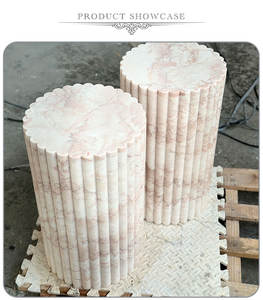 Table ronde en marbre rose crème poli, design tendance 2023, pour restaurant, restauration rapide, café, bistrot - Product Image 3