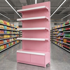 Rak <span class=keywords><strong>Display</strong></span> Logam Kokoh Warna Pink Langsung dari Pabrik, dengan Alas Penyimpanan untuk Kosmetik & Bahan Makanan - Product Image 1