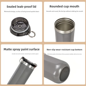 Tazza <span class=keywords><strong>da</strong></span> Caffè in Acciaio Inox a Doppia Parete Personalizzabile 350ml 450ml <span class=keywords><strong>con</strong></span> Coperchio e Corda per Ufficio e Viaggio - Product Image 2