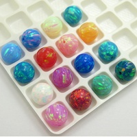 Perles rondes en opale synthétique multicolore, blanc, bleu, opale de feu, perles en vrac, pierres précieuses, demi-trou complet, perles opale