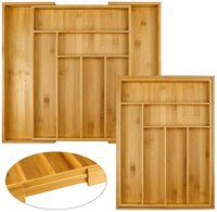Grand compartiment organisateur extensible Porte-ustensiles Couverts réglables Plateau à couverts en bambou