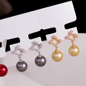 Accessoires en perles DIY 22613, clous d'oreille en argent S925 avec perles rondes de 9 à 13 mm, support vide, clous d'oreille tendance, perles rondes de 9 à 13 mm - Product Image 3