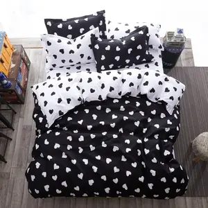 Hot Sale 100% Polyester Bedding Set Bed Sheet With Nice Small Heart Printing