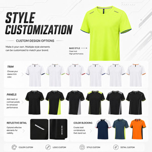 T-shirt personnalisé avec logo, 180g, haute élasticité, 11% Spandex, séchage rapide, tee-shirt de sport performant, t-shirt de course réfléchissant, marque privée, vente en gros - Product Image 4
