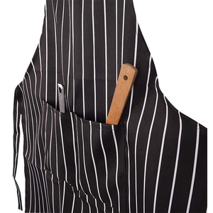 Giá rẻ màu đen trắng sọc có thể điều chỉnh bông <span class=keywords><strong>polyester</strong></span> nấu ăn nhà bếp BBQ tạp dề - Product Image 2