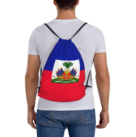 Sac à dos portable en polyester de haute qualité avec cordon de serrage, motif national haïtien personnalisé, idéal pour les sports de plein air - Vente en gros