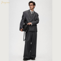 Costume 2 pièces surdimensionné pour homme : style streetwear, coupe ample, tissu extensible TR, lavable en machine, personnalisation en petite série, faible MOQ