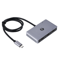 VCOM adaptor pengisian daya cepat, Hub USB C PD3.0 100W, adaptor pengisian daya cepat dengan 3 port Video HDMI 4K 1080P