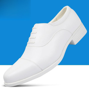 <b>White</b> Leather Men's Dress Shoes Pointed Toe Formal Wedding Oxford Shoes With <b>Laces</b> Durable <b>White</b> Shoe For Special Occasions - Product Image 1