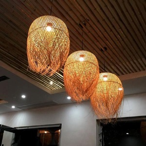 Lustre en bambou naturel fait à la main avec pendentif en bambou asiatique, éclairage en rotin rétro Vintage, maison d'île, <span class=keywords><strong>Bar</strong></span>, maison de thé - Product Image 3