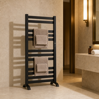 Porte-serviettes électrique chauffant Source Factory, modèle échelle, sur pied, vertical, gain de place, pour salle de bain, hôtel, appartement, villa, projet résidentiel