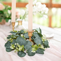 Couronne de bougies en eucalyptus écologique, décoration de table pour Pâques et mariages, verdure artificielle, porte-verre à vin, vente en gros