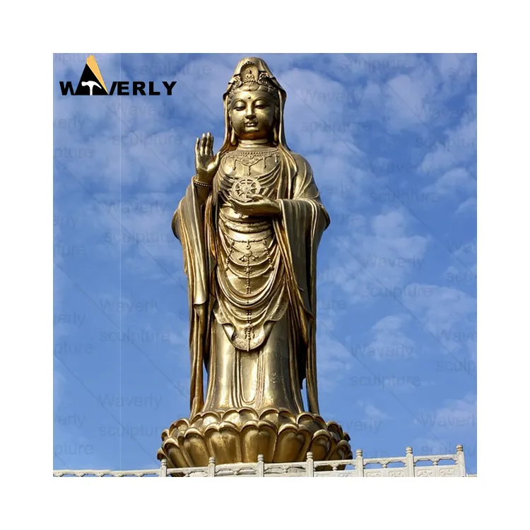 Tamaño personalizado de alta calidad, artesanías de Metal, estatuas de Guanyin, escultura gigante hecha a mano, latón antiguo, bronce, estatua de Buda Guan Yin