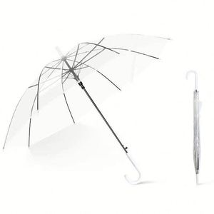 Paraguas Transparente Barato, de Plástico, Recto, Protección Solar y Contra la Lluvia, Apertura Semiautomática, para Regalo Empresarial o Viajes - Product Image 4