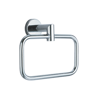 Porte-serviette de salle de bain moderne en alliage de zinc, base en acier inoxydable, rond, chromé, à fixation murale