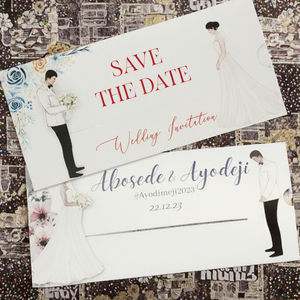 Papier d'impression numérique personnalisé fait à la main, invitations coulissantes pour mariage, cartes imprimées à tirer - Product Image 2