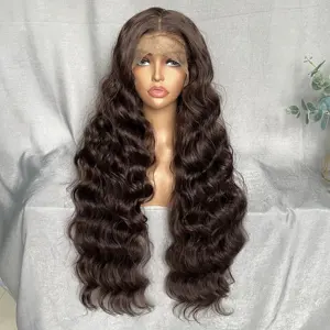 Perruques Lace Front Wig synthétiques ondulées longues de 30 pouces X-TRESS, perruque avec Baby Hair pour femmes, perruques Lace Wig à raie libre brunes naturelles