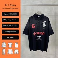 Tendance streetwear estivale : polos décontractés pour hommes, imprimés sur mesure, teints, délavés à l'acide, déchirés, à manches courtes