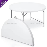 Ensemble de tables et de chaises pliantes d'extérieur en résine plastique blanche, taille et couleur personnalisées, pour les événements