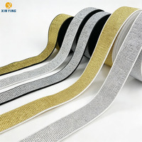 Ruban élastique métallique Lurex 15 mm, brillant argenté, multicolore, à franges, pour vêtements, lingerie, déguisements et décorations