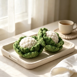 Juego de Comida de Juguete de Coliflor de Fieltro de Lana Hecho a Mano, Inspirado en la Verdura, para Jugar a Cocinar, Regalo Educativo para Niños y Niñas de 3 a 6 Años - Product Image 2