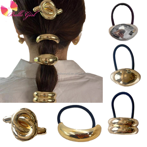BELLEWORL2025 D Factory Hot Selling Simple Design Alloy Charm Elastic <strong>Hair</strong> Band Gold Color Good Quality Metallic <strong>Hair</strong> Tie <strong>Clasp</strong> - Product Image 1