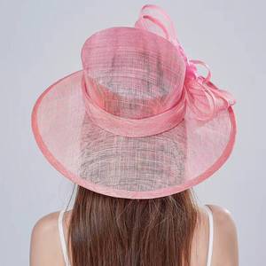 Último modelo 2026 Sombrero de Sinamay personalizado para mujer, elegante, de ala ancha, con flor y pluma, para Derby, Carnaval, Boda, Fiesta y Iglesia - Product Image 4