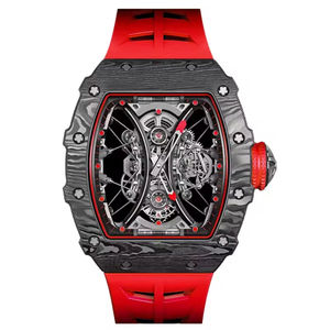 Reloj mecánico de lujo para hombre 53-01 caja de fibra de carbono cristal de zafiro esfera 3D esqueleto barril de vino mecánico automático - Product Image 1