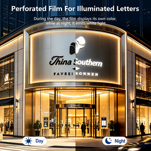 <span class=keywords><strong>Film</strong></span> perforé personnalisé pour lettres lumineuses rétroéclairées en vinyle, alternative au <span class=keywords><strong>film</strong></span> perforé 3M 3635-222 pour signalétique jour/nuit - Product Image 3