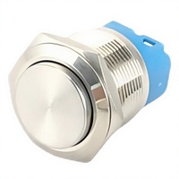 Interrupteur à bouton-poussoir momentané IP65 de 22 mm, bouton en acier inoxydable à tête haute avec 2 bornes à vis, 12V 24V 125V 250V 2A