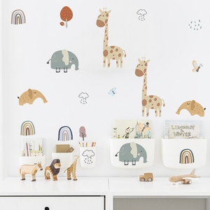 Pegatina de dibujos animados de jirafas, elefante, arcoíris, papel tapiz creativo <span class=keywords><strong>para</strong></span> habitación de niños, Mural autoadhesivo <span class=keywords><strong>para</strong></span> sala de estar de bebé, calcomanía decorativa - Product Image 4
