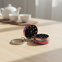 Porte-clés Mini Broyeur à Herbes Personnalisé avec Logo pour Cadeau Promotionnel Accessoires de Fumeur Pièces Détachées Broyeur Métallique Multicolore avec Logo Personnalisé