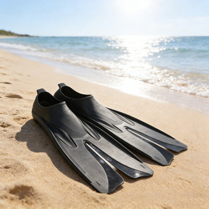 Professional Dive Flippers Swimming Training Fins TPR Black For Adults Men Freestyle Diving Snorkeling Equipment - Product Image 1