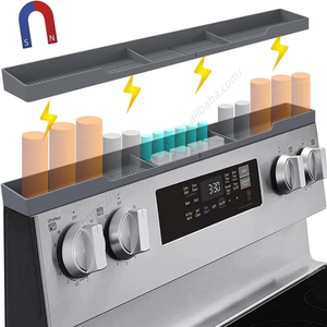 Étagère en silicone S077 pour cuisinière et four, sans installation, pour rangement arrière, avec support à épices - Product Image 1