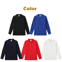 Polo personnalisé en polyester 220G pour le bureau, uniforme de travail promotionnel, tricoté, de haute qualité, col à 3 boutons, blanc, manches longues, pour hommes et femmes