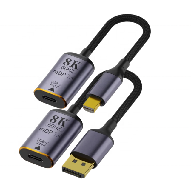 8K Type C Display Port DP 1.4 Adapter Cable Nylon USB C Mini DP Converter for 8K/60Hz 4K/120Hz Laptop Screen Monitor DVD Player