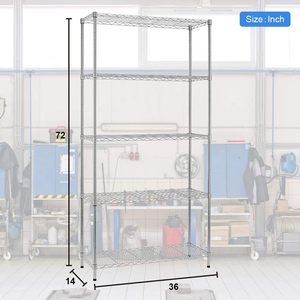 Étagères métalliques commerciales à 5 niveaux réglables, robustes, résistantes à la rouille, avec roulettes pour le rangement dans le salon - Product Image 3