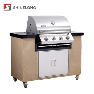 Parrilla de Gas combinada de acero inoxidable para barbacoa, ahumador, K961, gran oferta