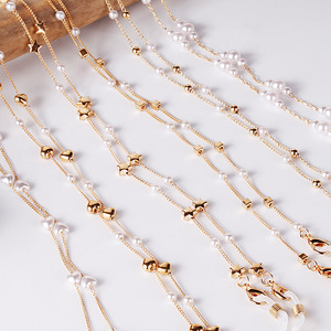 Collier porte-masque en chaîne pour lunettes de lecture, accessoire de protection solaire, avec lanière de perles, pour le <span class=keywords><strong>cou</strong></span>, nouvelle collection 2021 - Product Image 1