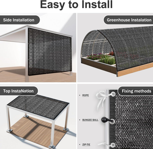 Toile d'ombrage noire en maille HDPE respirante pour plantes, légumes, serres, patios, poulaillers et nichoirs pour chiens - Product Image 4